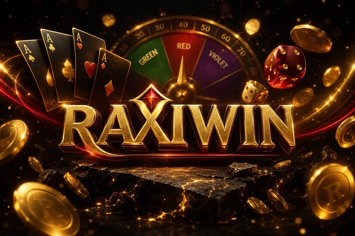 Raxiwin game app dashboard – WinGo, Aviator and K3 on a smartphone